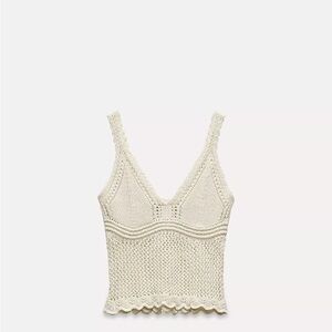 Cream Crochet Sleeveless Top